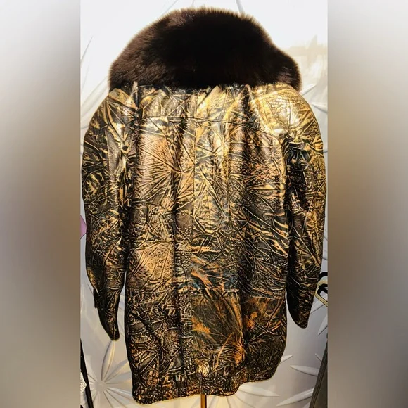 Vintage Jacobson’s Leathercraft black/gold jacket with black (*fox) fur collar. - Picture 6 of 10